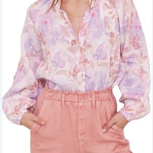 Bella Dahl Relaxed Pink and Purple Blouse